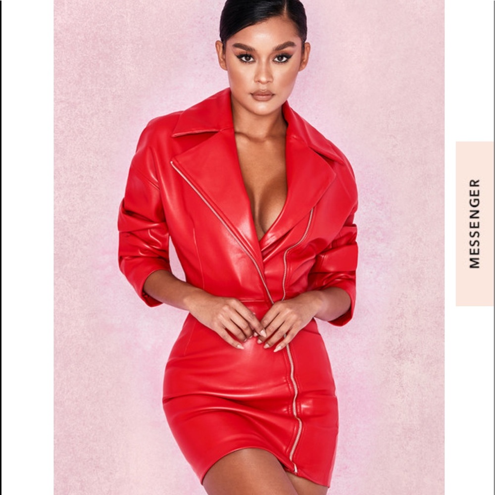 House of CB red Moro dress leather